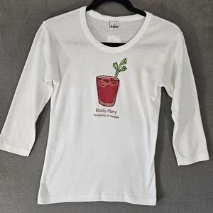 Vintage Y2K 03 Be As You Are Women M Shirt Bloody Mary Breakfast Graphic Drink